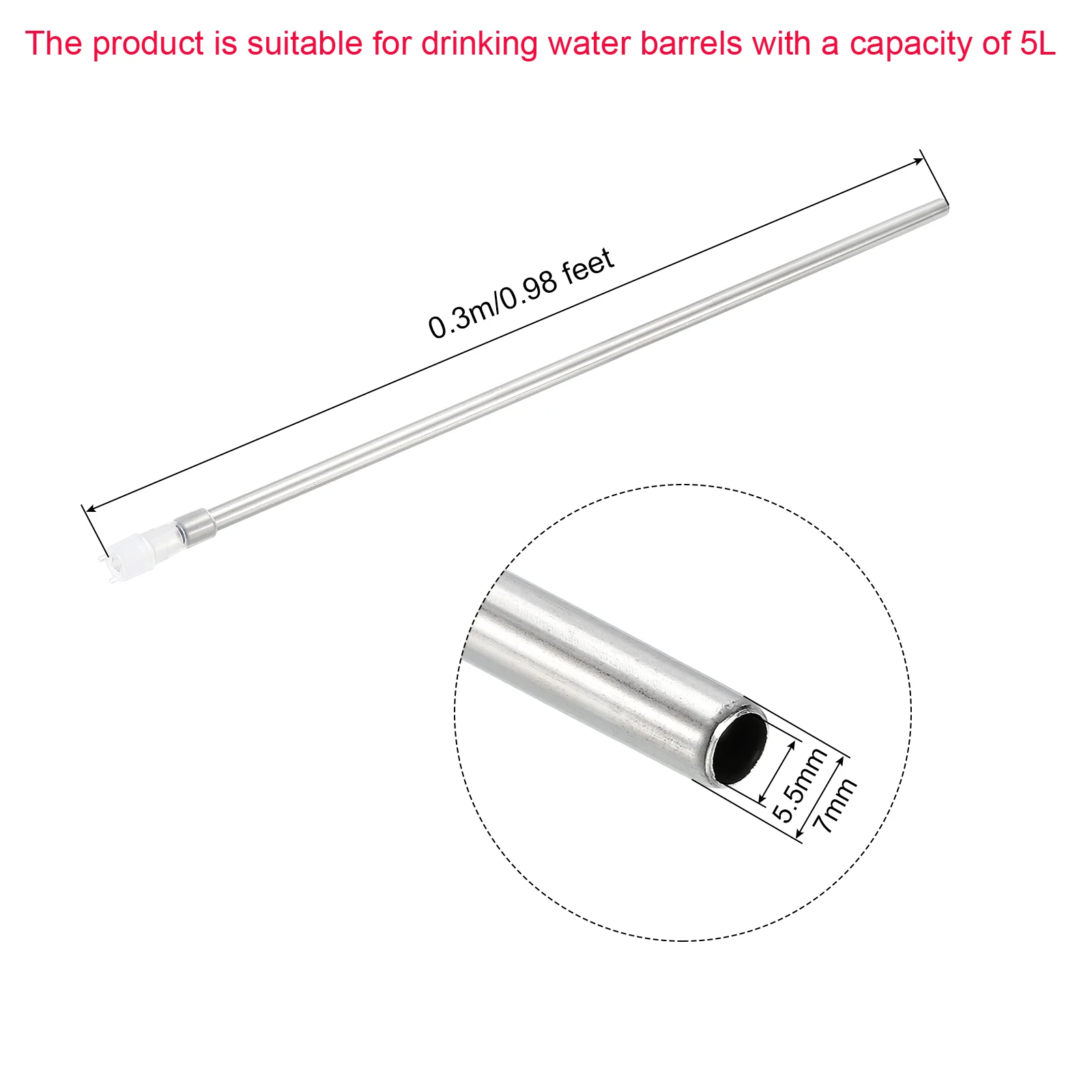 Water Pump Extended Filter Inlet Tubing Stainless Inner Dia 5.5mm L0.3 m for Water Dispenser
