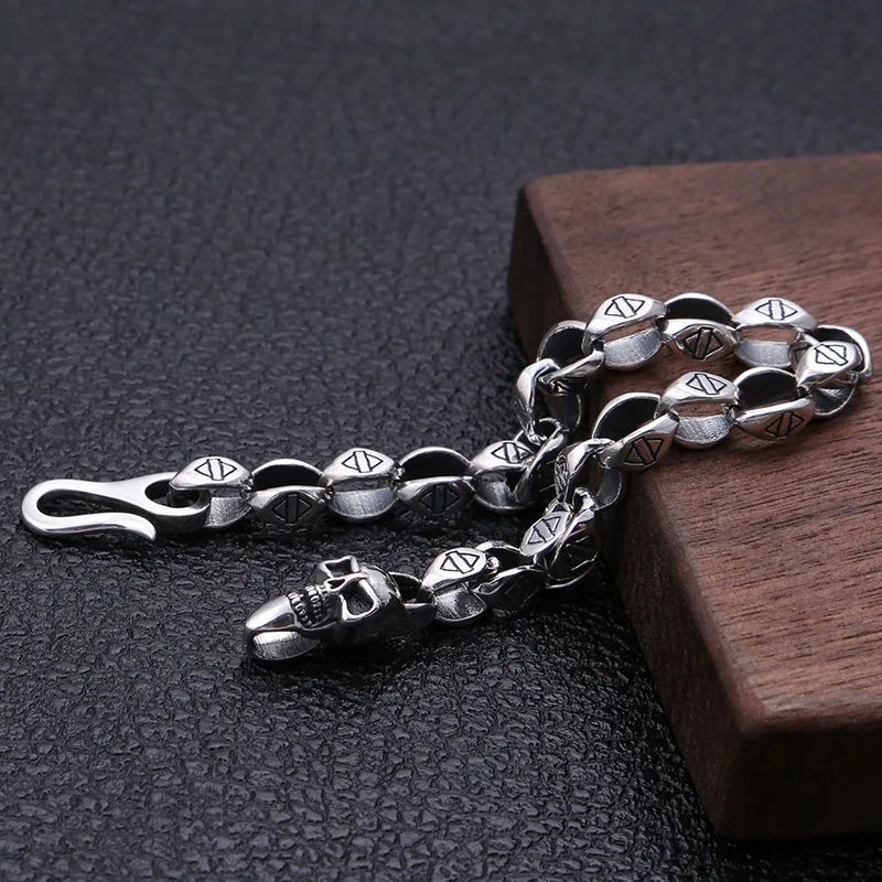 925 pure fashiontrendy jewelry fashionretro thai silver skull bracelet stylishmen's