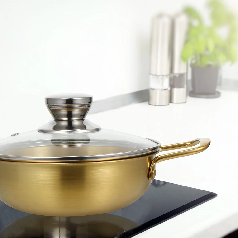 

Stainless Steel Ramen Pot Glass Lid Nonstick Easy Clean Multipurpose Cooking Kitchen Tool Induction Gas Stove