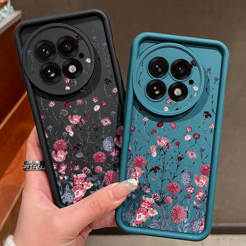 الرجعية الزهور نمط جراب هاتف ل OnePlus 15 13 13T 12 13R 12R 11R 5G للصدمات لينة غطاء من البولي يوريثان ل OnePlus Nord 5 Ace 5 3 2