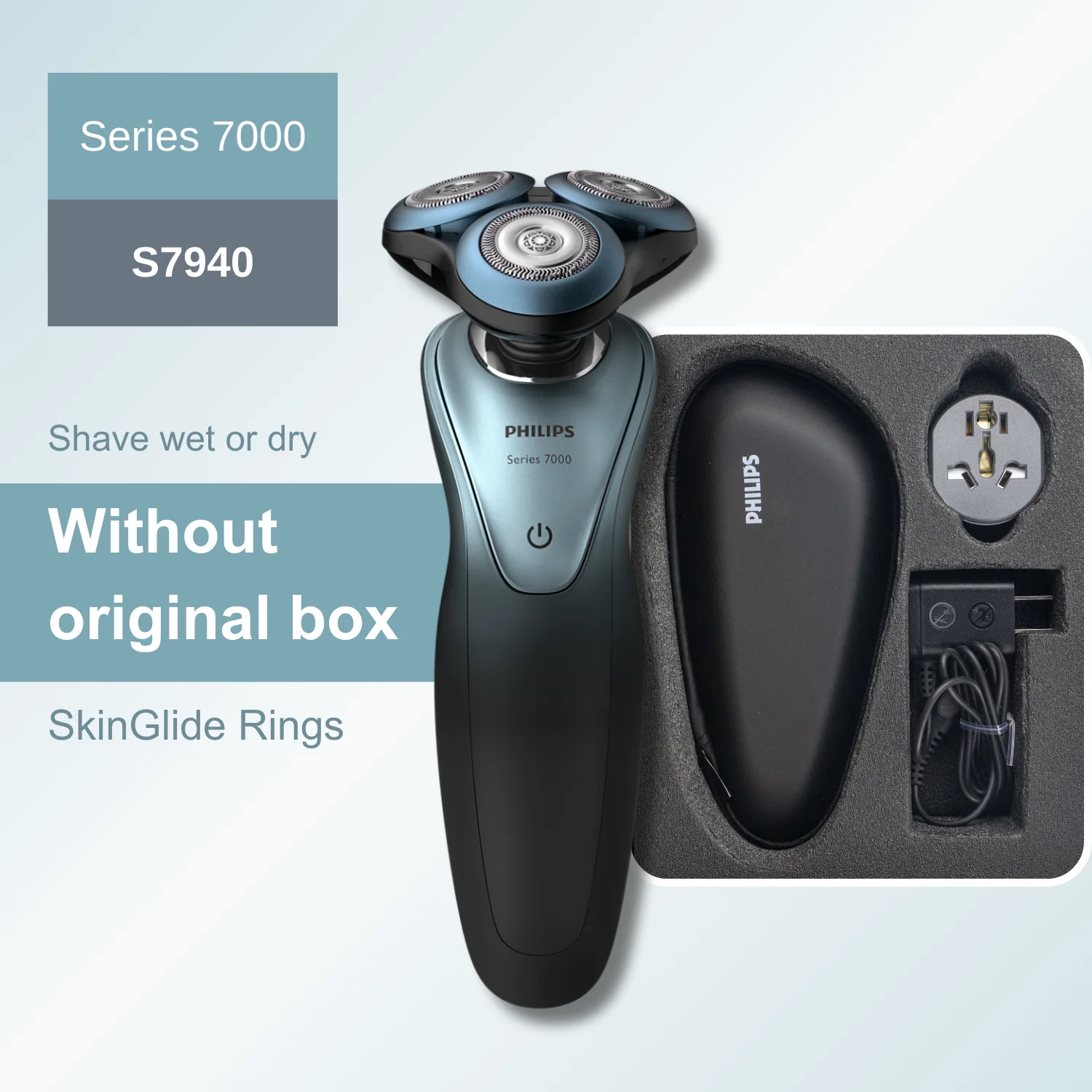 Philips Norelco Razor series 7000 S7940, Without original box, SkinGlide Rings, GentlePrecision Blades, BeardAdapt Sensor