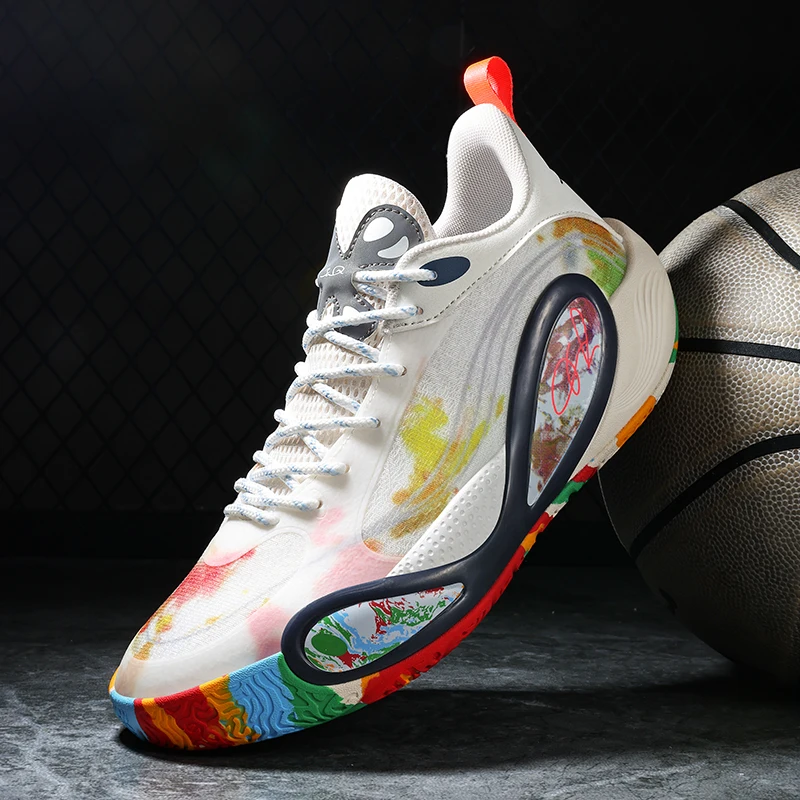 Men's Basketball Shoes Breathable Cushioning Non-Slip Wearable Runing Shoes Gym Training Athletic Basketball Sneakers for Women