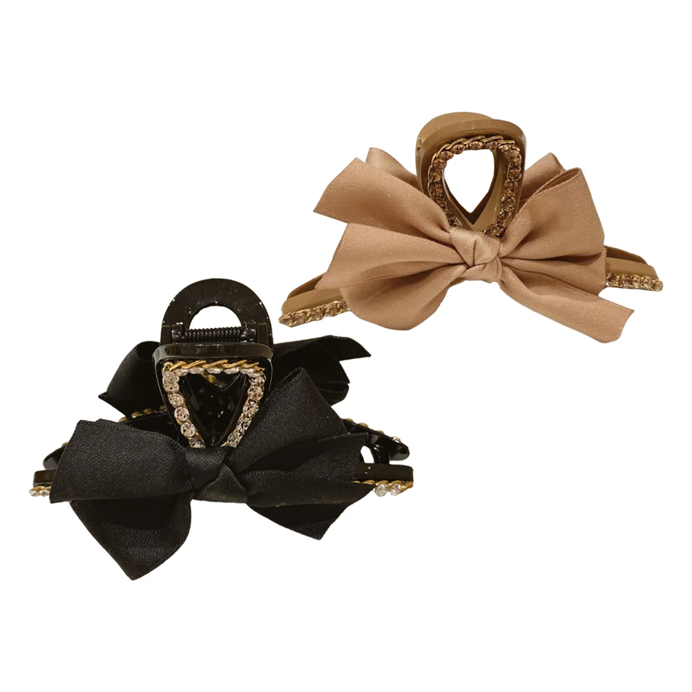 2 Pcs Bowknot Clips Non-slip Fabric ABS Material Creative Clamp for Girls Hair Tying Claw Keeping Hair Back Washing Face Beauty