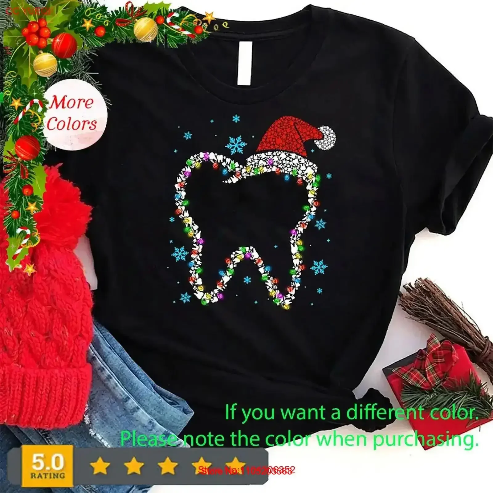 Christmas Tooth T Shirt Funny DentisT Santa Chris vintage Washed Comfortable Breathable Unisex Top For Everyday Wear Casual