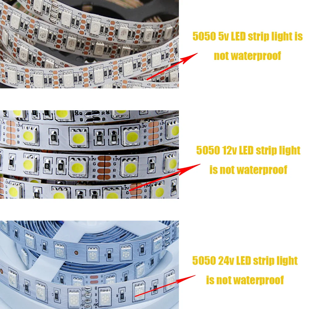 DC 5V 12V 24V Led Strip Light  RGB 60led/m 5m 5 12 24 V Volt 5050 LED Strip TV Backlight Room Bedroom Waterproof Warm White