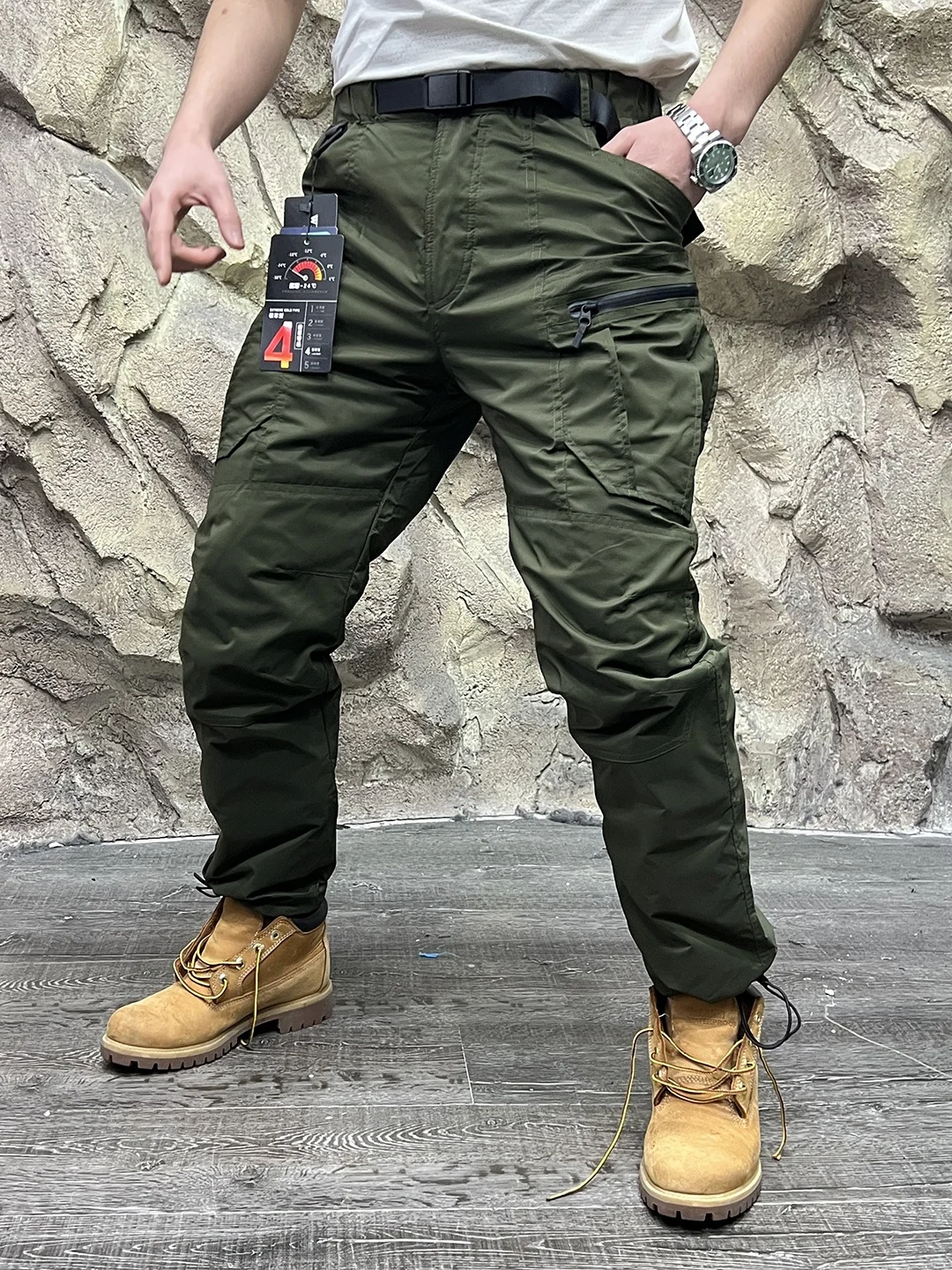 

High-End Men's Outdoor down Pants aphene Self-Heating Goose down Thermal Loing Workwear Trousers Youth Faion Casual