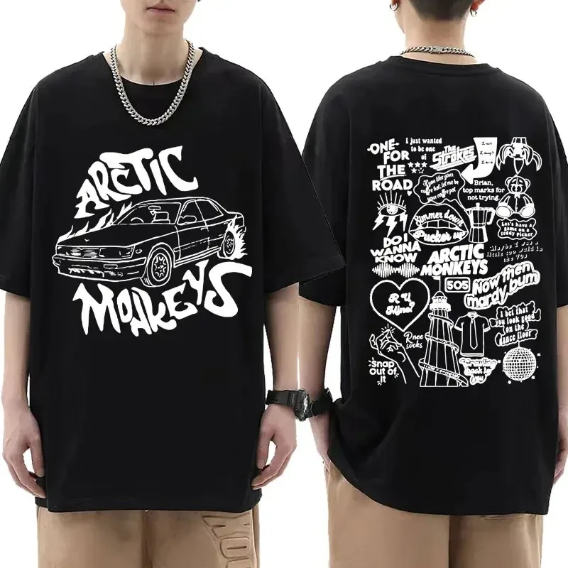 Arctic Monkeys Inspired T Shirt - Album List Doodle Print Vintage T-shirt Men Women Hip Hop Punk Short Sleeve Tshirts Streetwear