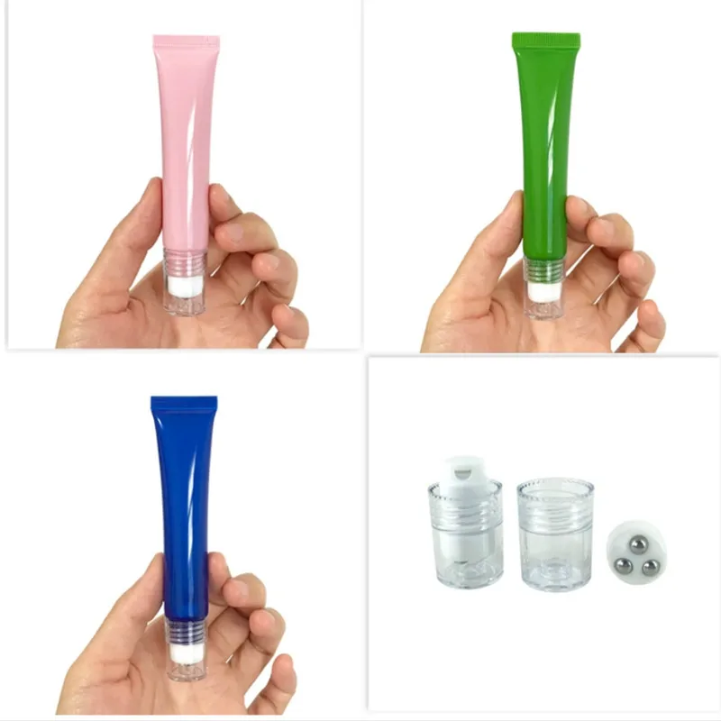 15g 20g Empty Eye Cream Roll Roller Ball Bottle Emulsion Squeeze Soft Tube Cosmetic Perfume Liquid Container Refillable Bottle
