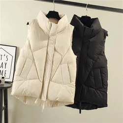 Autumn Winter Warm Cotton Vest Coat Women's Parkas Large Size Loose Waistcoat Vest Female Cotton Clothing Sleeveless Jacket Tops