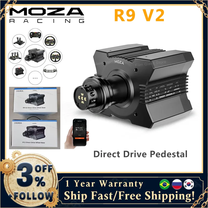 MOZA Racing R9 V2 Wheel Base Direct Drive Wheel Base 9 N·m of Torque With Aviation Grade Aluminum Alloy Housing