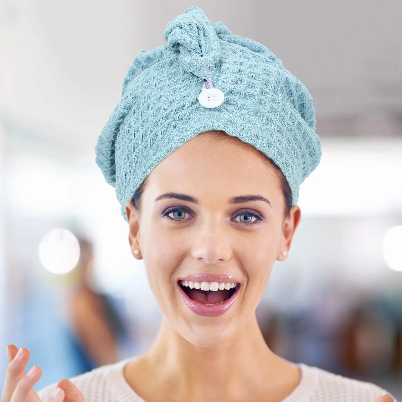 

Microfiber Dry Cap Blue Fast Drying Shower Towel Absorbent Bath Turban Women Hair Drying Cap Large Shower Essentials Hair Towel