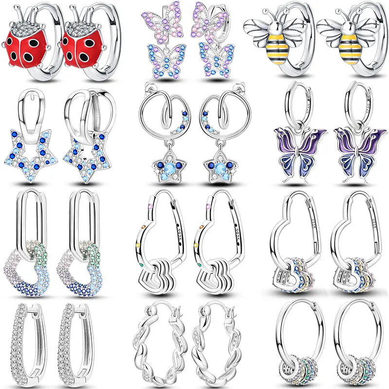 

2024 Fashion Jewelry New 925 Sterling Silver Heart Shaped Women's Hoop Earrings Making Jewelry For Women as Wedding Party Gifts