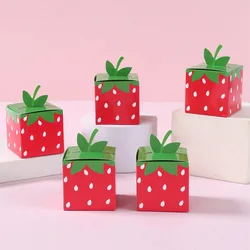 10Pcs Sweet Fruit Strawberry Theme Paper Cookie Candy Box Gift Packing Boxes for Kids Birthday Baby Shower Wedding Party Decor