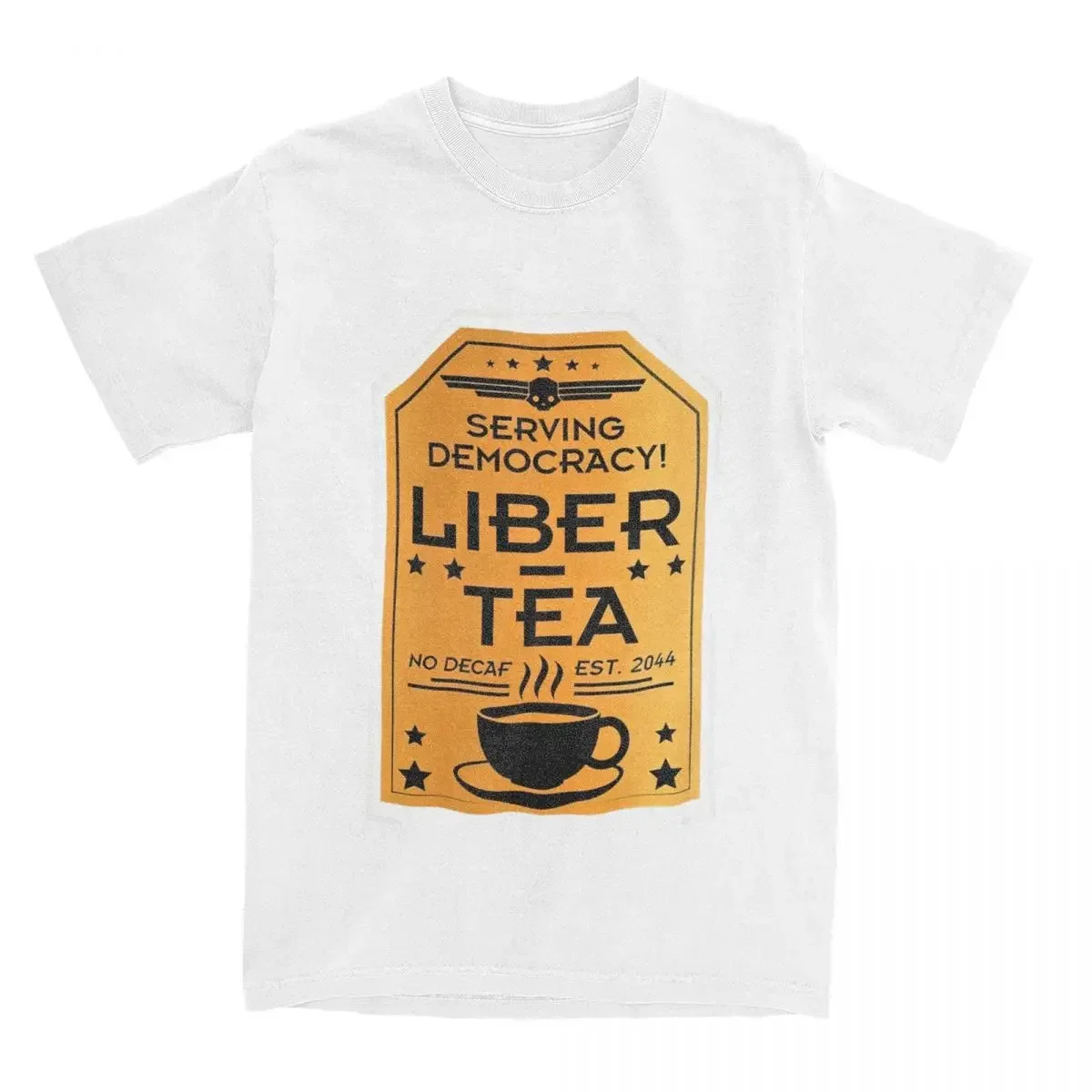 Apparel Men Cotton Awesome Cup of Liber-Tea Tees Short Sleeve Clothing Graphic Printed Helldivers 2 Liber Tea T Shirt  harajuku