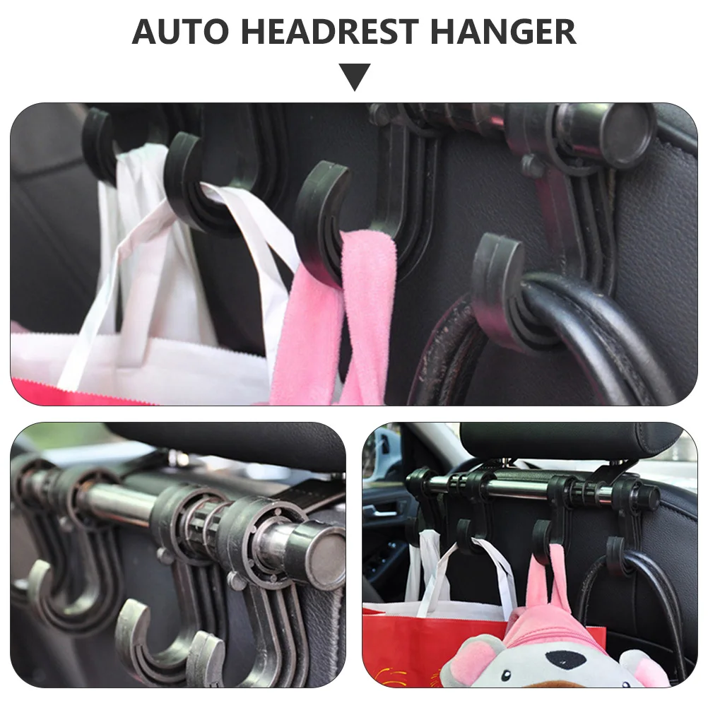 

2pcs Car Seat Hook Back Seat Organizer Headrest Hanger Handbag Storage Durable Easy Install Rotatable Hidden Design For Vehicle