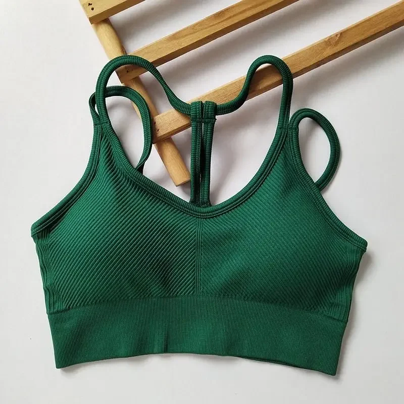 Sujetador deportivo transpirable para mujer, Top de Fitness antisudor sin costuras para Yoga, Top corto de gimnasio, Sujetador deportivo de realce,