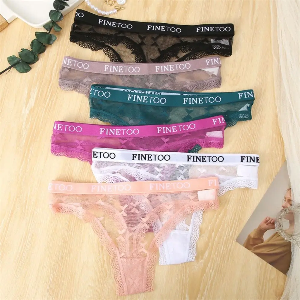 

Fashion Cotton Sexy Panties Breathable Casual High Waisted Thongs Lace Floral T-back Briefs Female