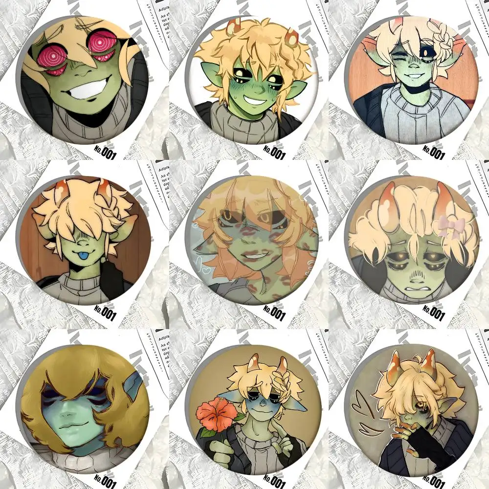 1pc Mushroom Oasis Anime Cartoon Style Badge Brooches On Backpack Decoration Round Enamel Pins For Accessorys