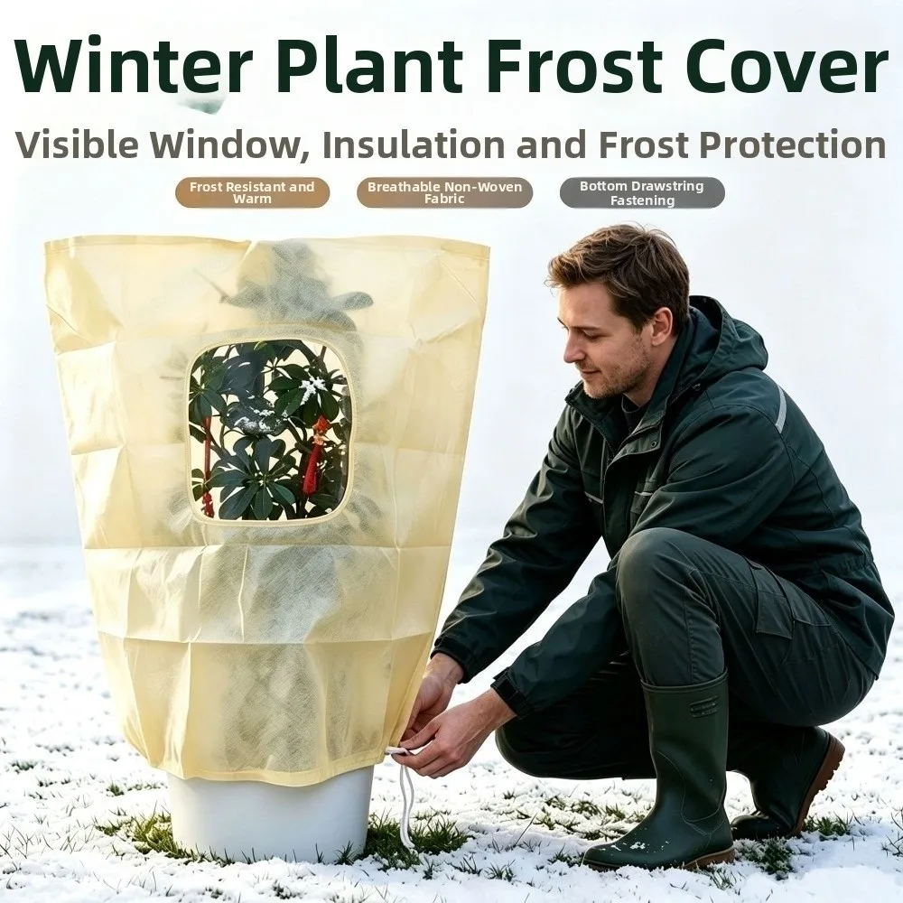 Transparent Window Plant Frost Protection Cover With Zipper Cold Resistant Potted Plant Protection Bag Heat Retention