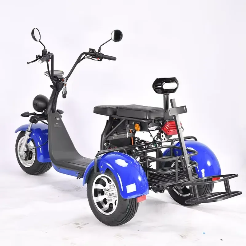 STROVAN Eu Warehouse Eec Certificate 2000w Motor Rear Basket Golf Rack Double Seat 60v20ah Lithium Battery Electric 3 Wheel