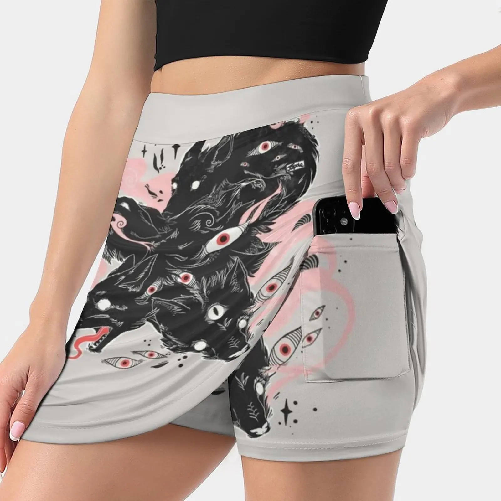 Wild Wolves With Many Eyes Women's skirt Mini Skirts A Line Skirt With Hide Pocket Magic Wolf Wolves Wild Dog Dog Emo Goth