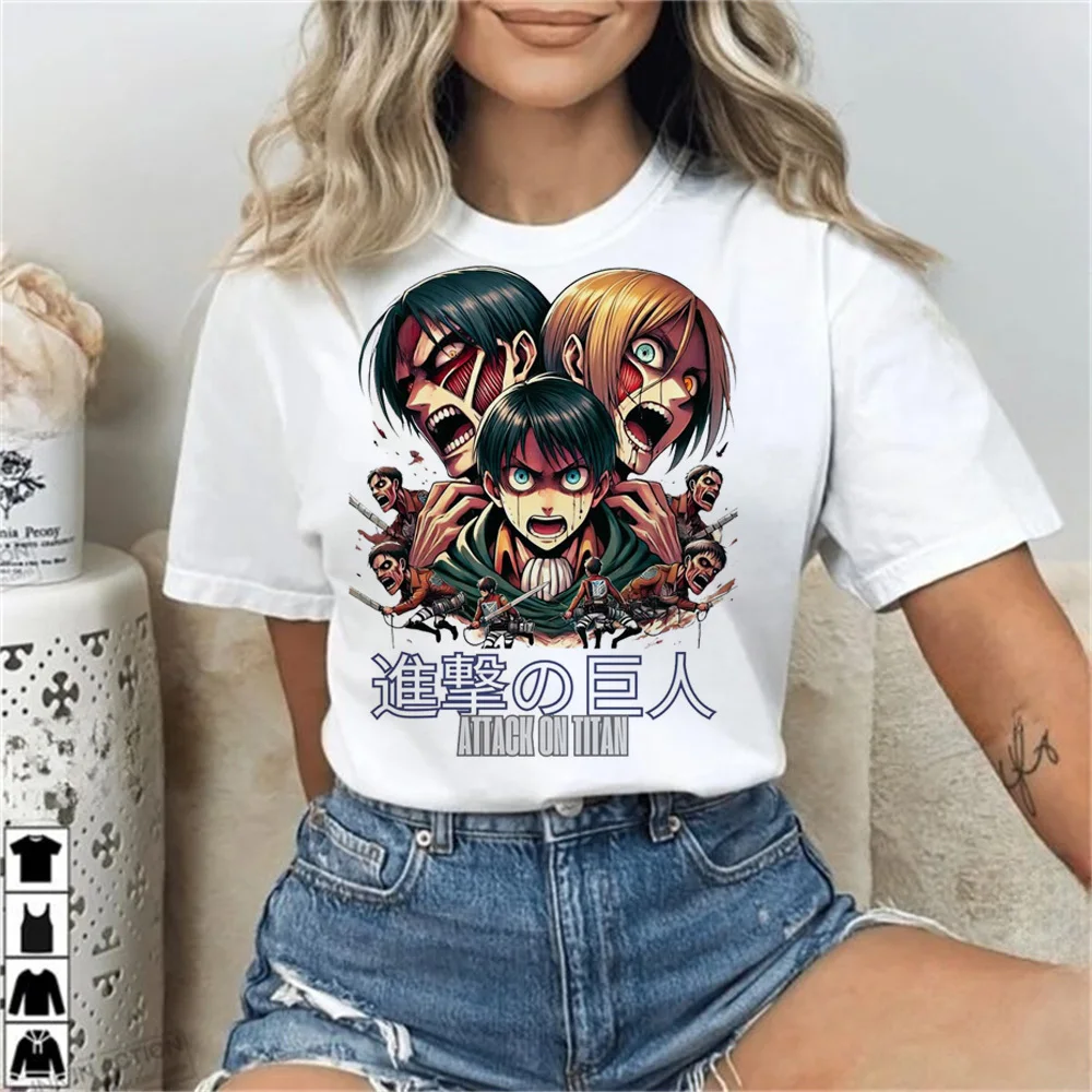 Attack on Titan tshirt female streetwear University harajuku  hip hop Pop Culture tshirt graphic korean clothes anime women