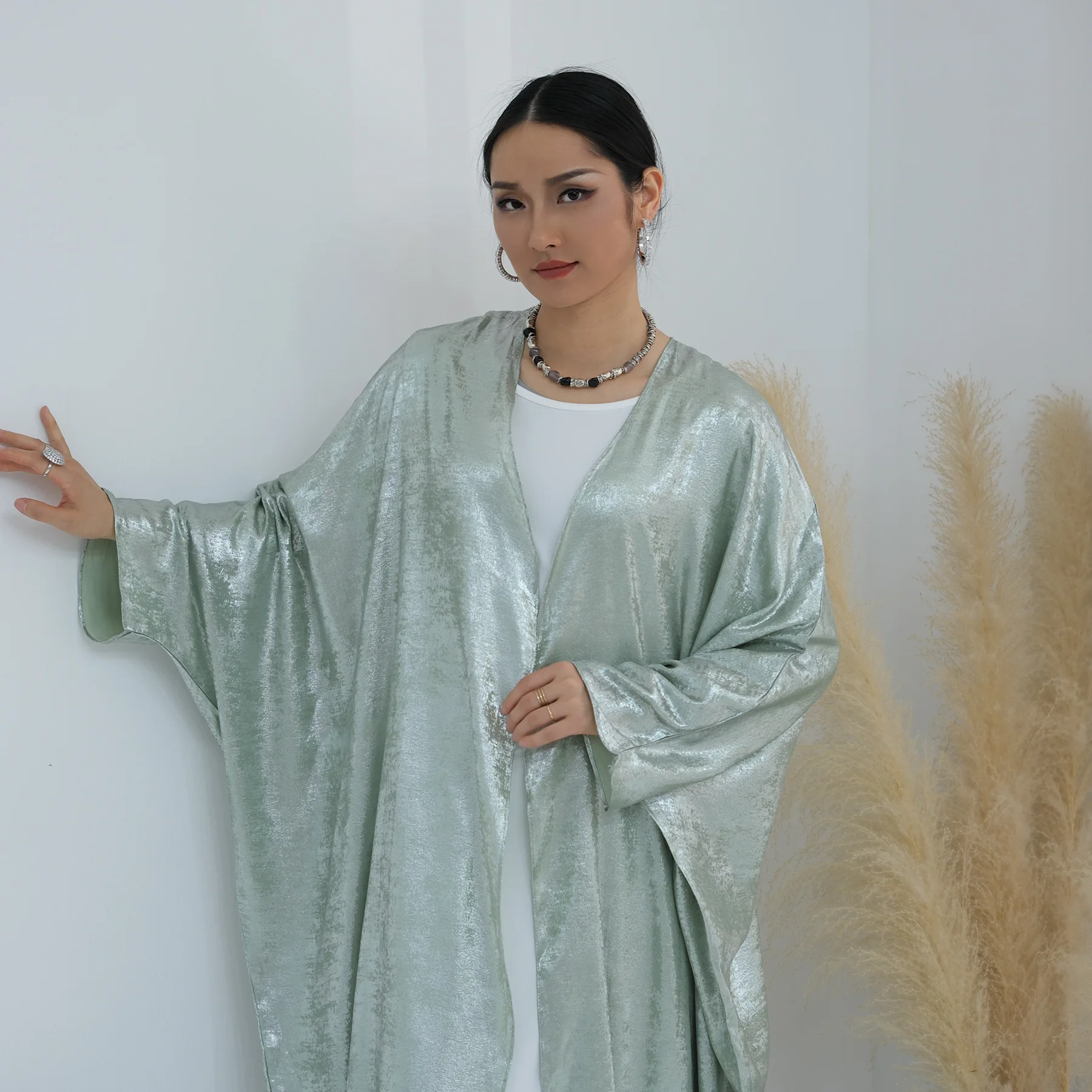 عيد برونزي عادي مفتوح عباية كيمونو فستان حفلة إسلامية عبايات للنساء دبي فاخر تركيا العربية قفطان رداء ملابس إسلامية