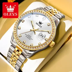 OLEVS 3629 Diamond Man Watch Stainless Steel Waterproof Auto Date Fashion Men's Wristwatch Luxury Original Quartz Watch for Men