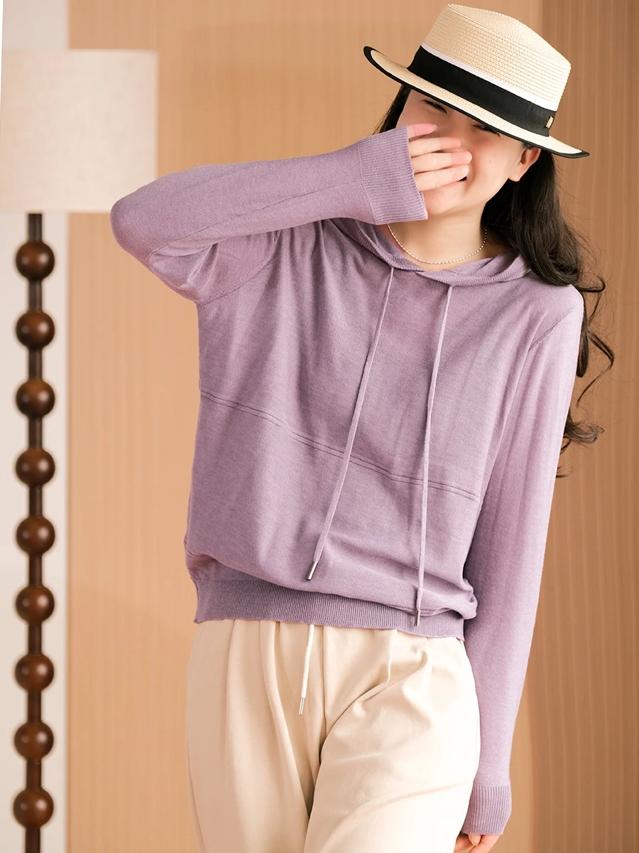 

Легкая весенняя вязаная шапка, женский свитер из смеси шерсти, модный для поездок на работу, однотонный длинный свек, свободный крой