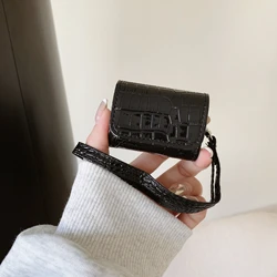 Luxury Crocodile Leather Earphone Case with Strap for Apple Airpods 3 2 1 Pro Pro2 Headphone Cover for AirPods 4 2024 Generation