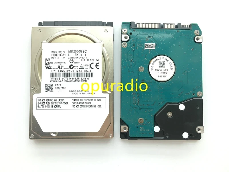 Original Disk drive MK2060GSC HDD2G31 Y ZL01 DC+5V 1.4A 200GB For BMW Car radio HDD navigation systems