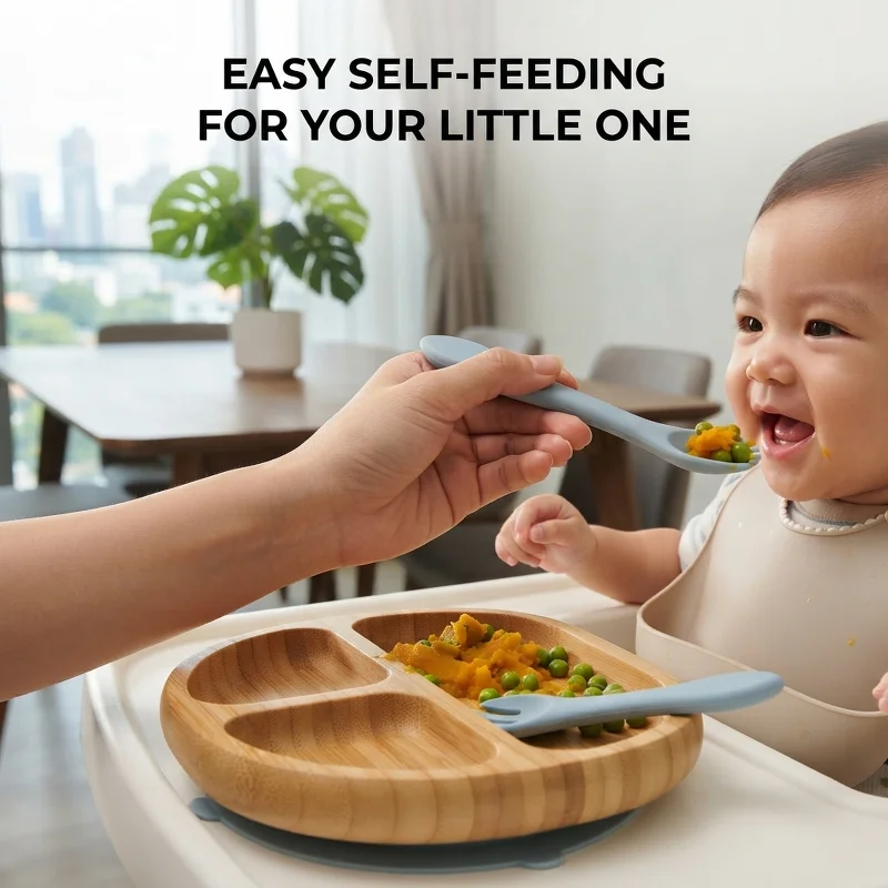 Juego de tenedor y cuchara de - Baby Food Utensils Set reseña y precio