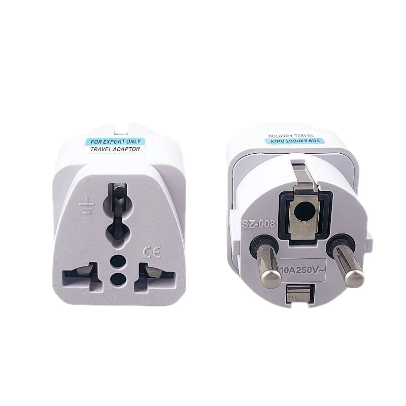 White EU Plug Adapter International Universal AU UK US To Euro KR RU French Travel Adaptor Electrical Converter Power Socket