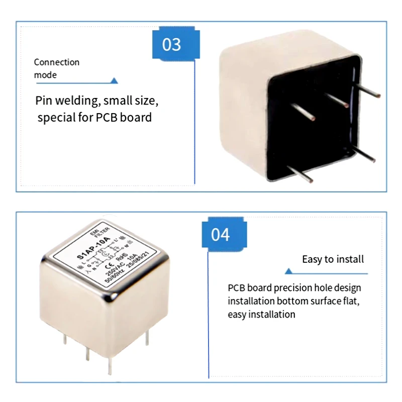 PCB AC DC DC แผงวงจร power filter S1AP-10A/6A/3A/1A ประเภทขา EMI ป้องกันการรบกวน S1AP-3A S1AP-6A S1AP-10A S1AP-10A