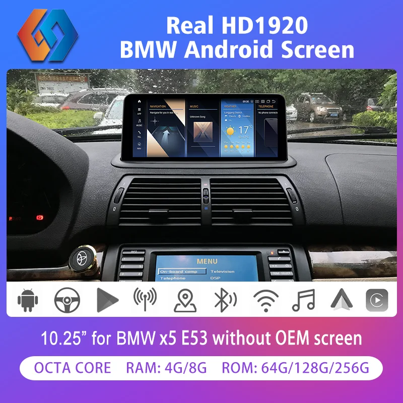 

10.25" For BMW X5 E53 Android 12 Car GPS Navigation with 256G rom Bluetooth 5.0 WiFi Wireless CarPlay Multimedia Touch Player