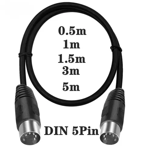 90 Degree MIDI DIN 5PIN Male to Male Plug 5 Pin DIN Audio Extension Male Cable Cord 0.5m 1m 1.5m 3M 5m