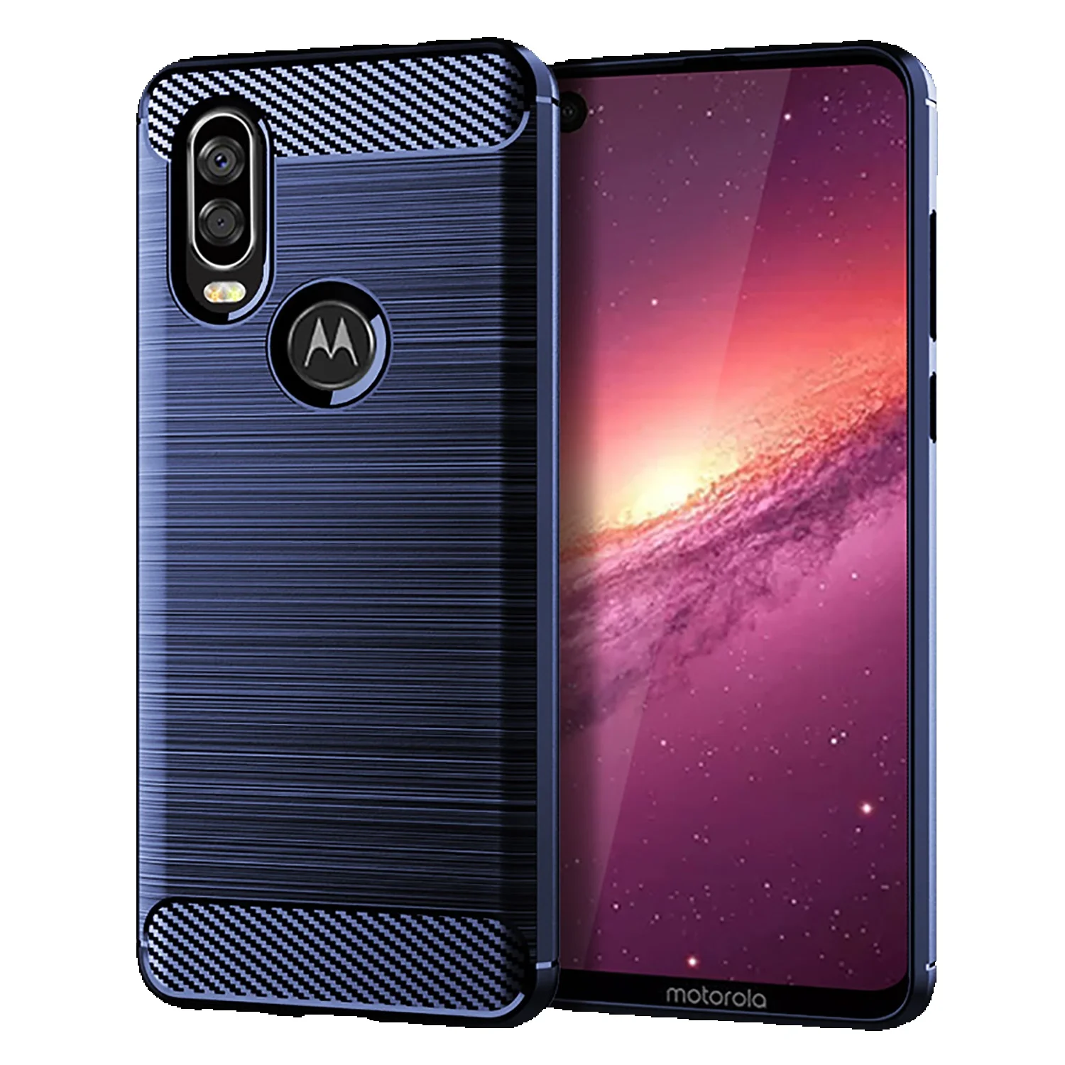 Brushed Case For Motorola One Vision Plus Moto Fusion Carbon Fiber Cover For Moto One Action Fusion+ Shockproof Cases Fundas