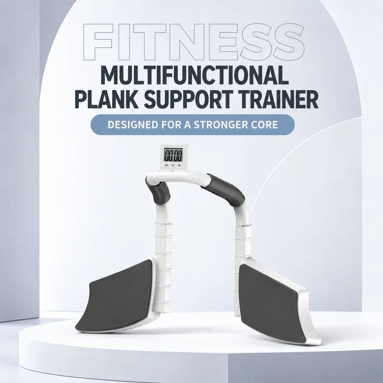 Plank Support Trainer with LCD Timer Adjustable Angle Width Abdominal Core Trainer for Home Fitness Workouts