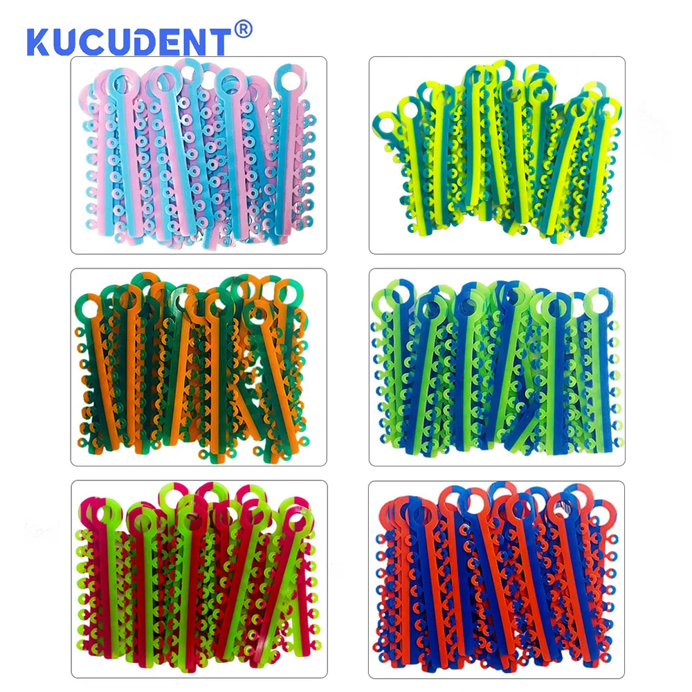 KUCUDENT 320 Banden = 20 Sticks Tandheelkundige Elastische Ligatuur Banden Elastiekjes voor Tanden Bretels Orthodontische Leagues Elastomere Ringen