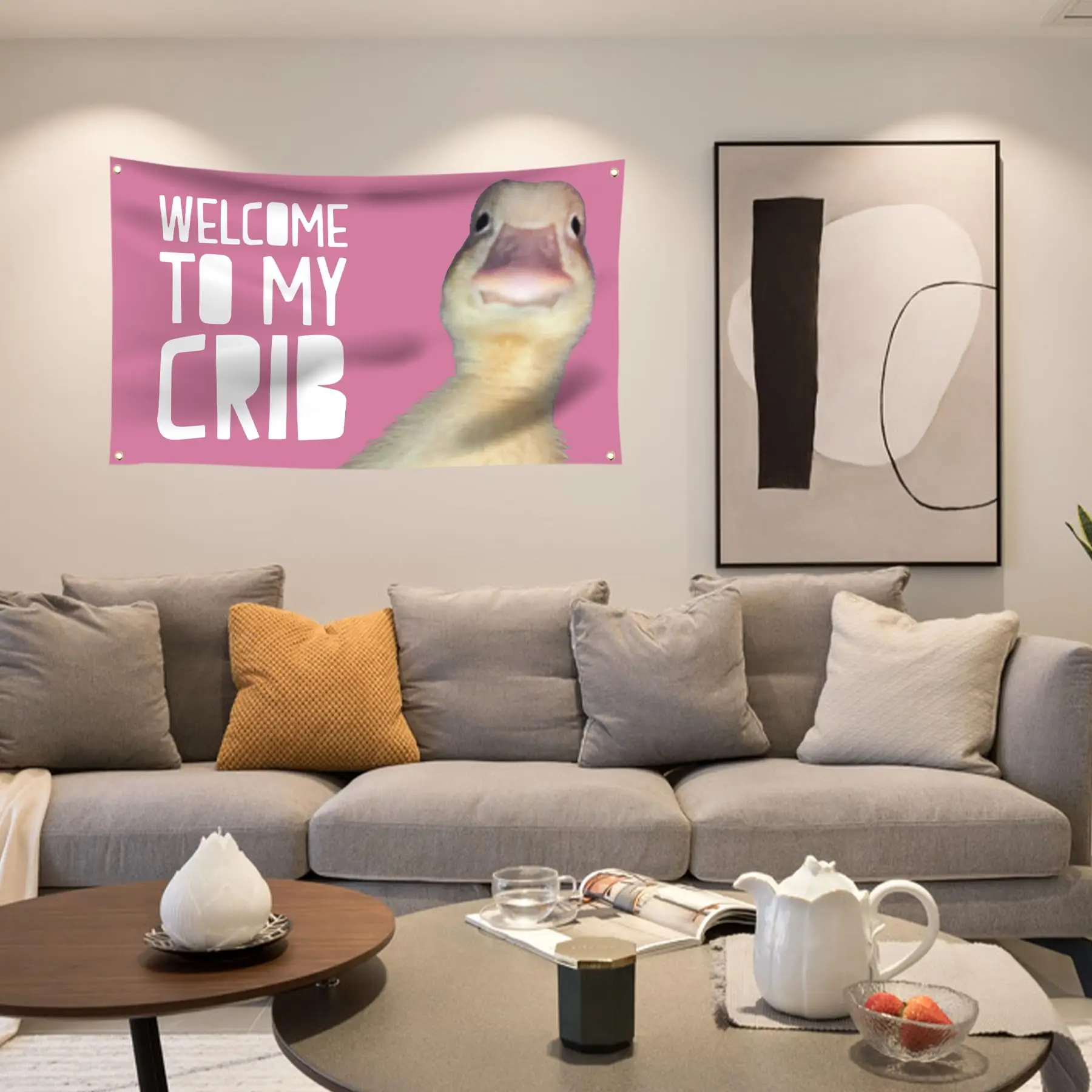 Welcome to My Crib Funny Flag 3X5 Ft for Bedrooms Living Rooms Bars College Dorms Decor,with 4 Brass Grommets