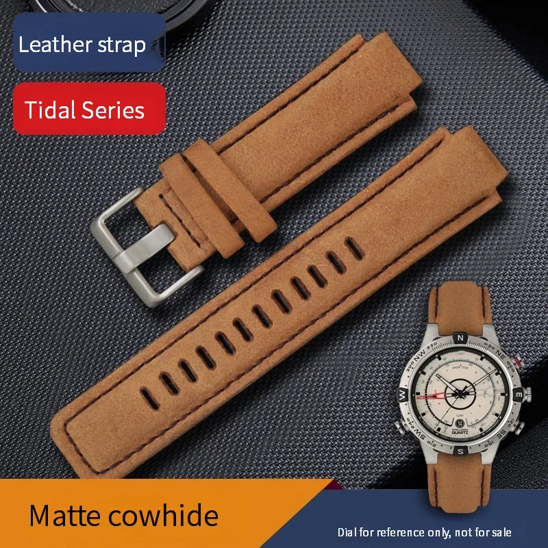 Genuine leather Watch Strap For Timex compass Watchband T2n739 T2n720 T2n721 Series Watch Band 24*16mm men's Convex mouth