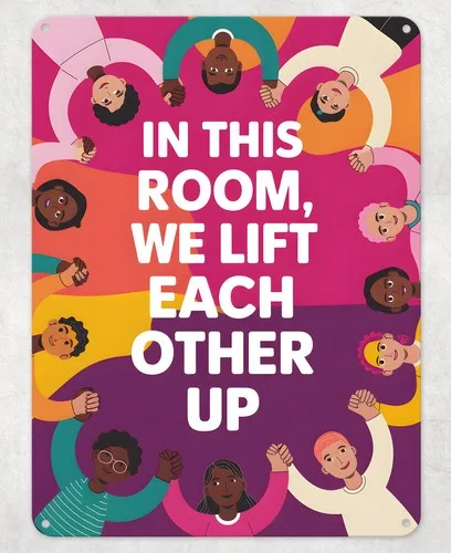 We Lift Each Other Teamwork Metal Poster Wall Tin Sign School Teacher Plaque --Tin Sign
