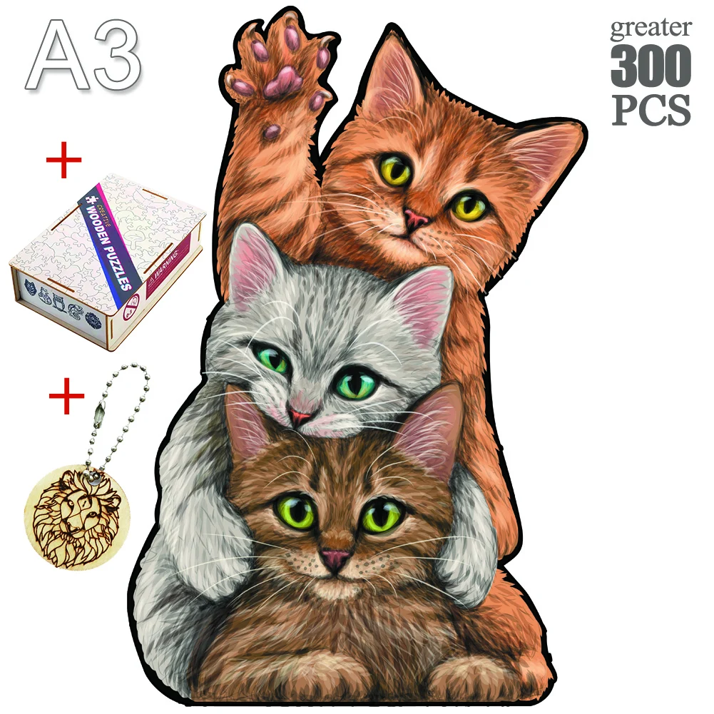 Kitten Puzzle Unique Animal Shape 3D Cat Puzzle Toys Family Game Children Festival Gift Educational Toy For Adults Kids