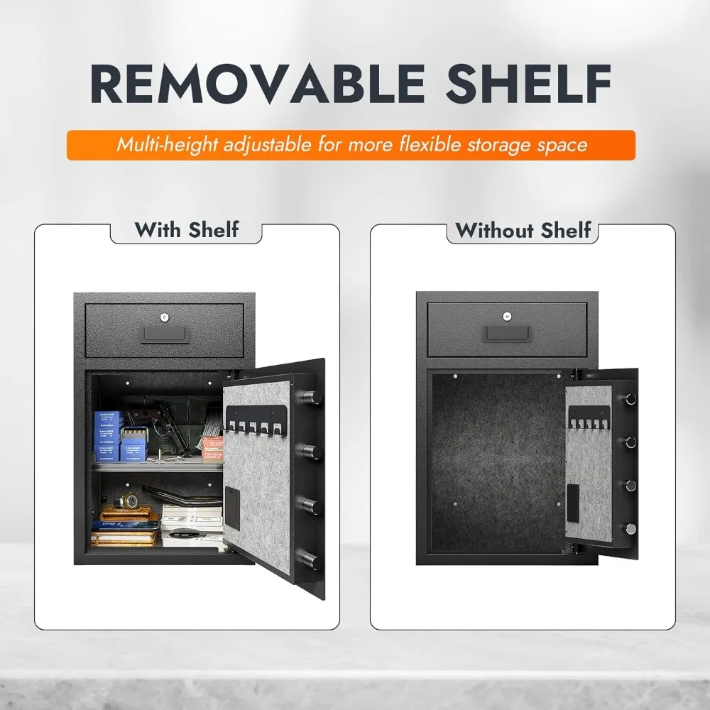 Grote huisbeveiligingskluis met capaciteit van 5,1 Cu Ft, brandwerend en waterdicht, digitaal slot, verwijderbare plank, ideaal voor waardevolle spullen S
