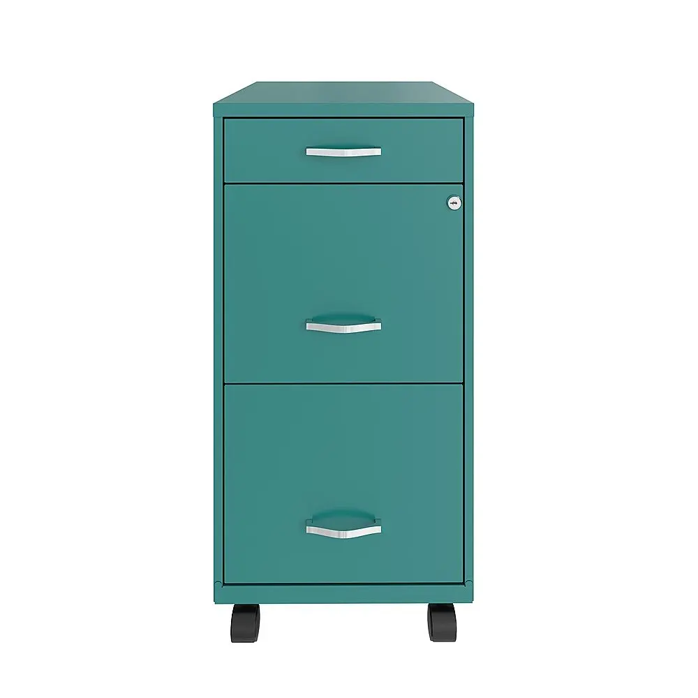 18" Deep 3 Drawer Mobile Metal File Cabinet with Pencil Drawer