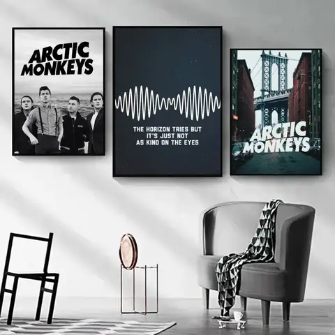 1 st Black Arctic Monkeys AM-poster Självhäftande konstposter Vattentät pappersklistermärke Kaffehus Barrum Väggdekor 10 best sales Arctic Monkeys-klistermärken - №6