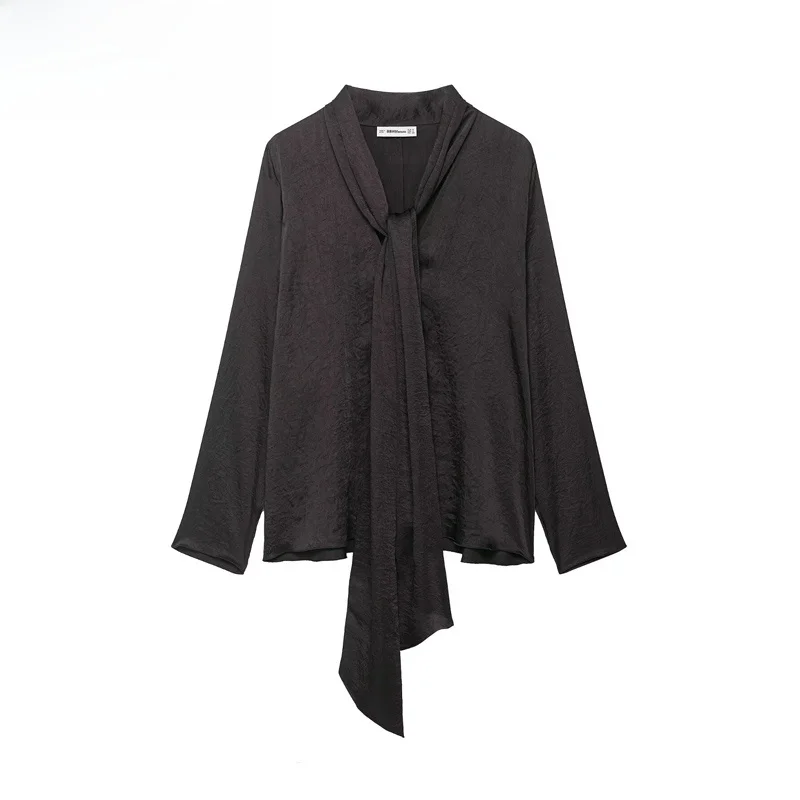 

ZBZR Spring New Women's Loose Dra Collar Long irt Simple Faionable Casual Sle Polyester Fiber Skin-friendly Breathable