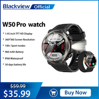 Blackview Smartwatch W50 Pro 1.45'' TFT HD Display 960mAh LED flashing Phone Calls Health and Fitness Tracking Sports Watch