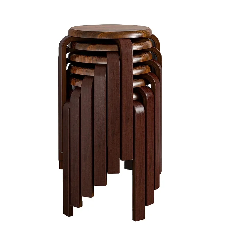 

Modern Rubber Wooden Stools Practical Round Stacking Living Room Stool Kitchen Small Chair for Home/Restaurants/Hotel/Bar