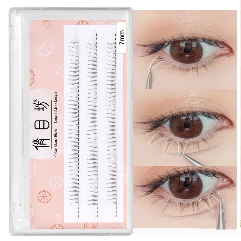 Individual Lashes 120 Clusters V-Shaped Lower Eyelashes Soft Natural Fluffy Manga Eyelash Bunches Korean Eyelash Extension Tools